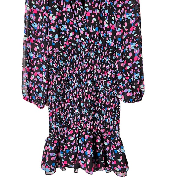 Leyden Printed Long Sleeve Smocked Ruffle Mini Dress - Picture 6 of 8